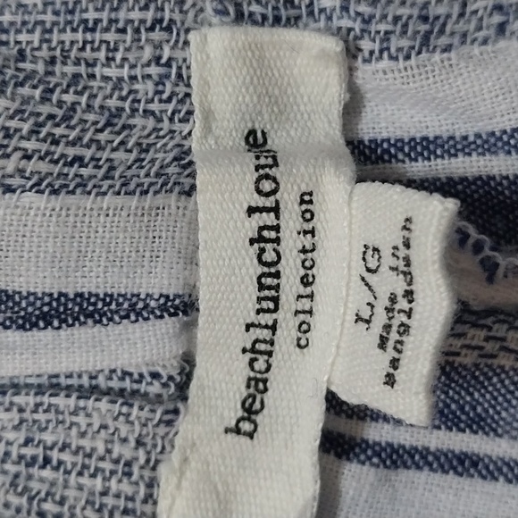 CUTE Beach/Lounge Pants -White with Denim Blue Stripes - Picture 3 of 3